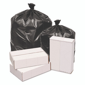 GEN Waste Can Liners, 60 gal, 40.64 mic, 38" x 58", Black, 10 Bags/Roll, 10 Rolls/Carton Product Image 
