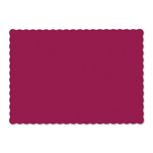 Hoffmaster Solid Color Scalloped Edge Placemats, 9.5 x 13.5, Burgundy, 1,000/Carton Product Image 