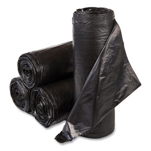 Inteplast Group High-Density Commercial Can Liners, 33 gal, 22 mic, 33" x 40", Black, Interleaved Roll, 25 Bags/Roll, 10 Rolls/Carton Product Image 