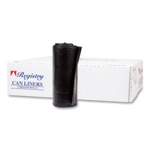 Inteplast Group High-Density Commercial Can Liners, 60 gal, 17 mic, 38" x 60", Black, Interleaved Roll, 25 Bags/Roll, 8 Rolls/Carton Product Image 
