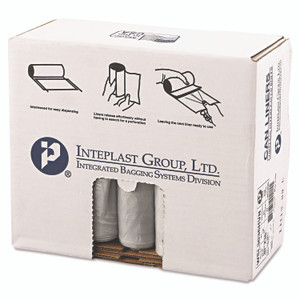 Inteplast Group Low-Density Commercial Can Liners, 30 gal, 0.58 mil, 30" x 36", Clear, Interleaved Roll, 25 Bags/Roll, 10 Rolls/Carton Product Image 