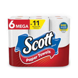 Scott Choose-a-Size Mega Kitchen Roll Paper Towels, 1-Ply, 102/Roll, 6 Rolls/Pack, 4 Packs/Carton (KCC16447) Product Image 