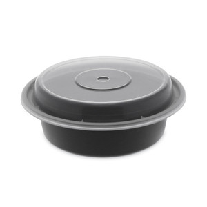 Pactiv Evergreen Newspring VERSAtainer Microwavable Containers, 16 oz, 6" Diameter, Black/Clear, Plastic, 150/Carton Product Image 