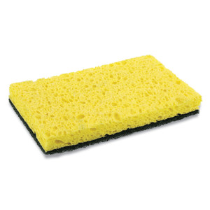 AmerCareRoyal Heavy-Duty Scrubbing Sponge, 3.5 x 6, 0.85" Thick, Yellow/Green, 20/Carton Product Image 