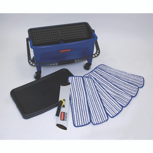 Rubbermaid Commercial Microfiber Floor Finishing System, 3 gal, Blue/Black/White Product Image 