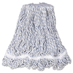 Rubbermaid Commercial Web Foot Finish Mop, White, Med, Cotton/Synthetic, 1". White Headband, 6/Carton Product Image 
