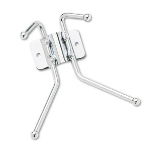 Safco Metal Wall Rack, Two Ball-Tipped Double-Hooks, Metal, 6.5w x 3d x 7h, Chrome Product Image 
