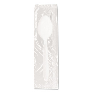 SOLO Reliance Mediumweight Cutlery, Individually Wrapped, Spoon, Plastic, White, 1,000/Carton Product Image 