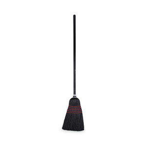 Boardwalk Flagged Tip Poly Bristle Janitor Brooms, 10 x 58.5, Wood Handle, Natural/Black, 12/Carton Product Image 