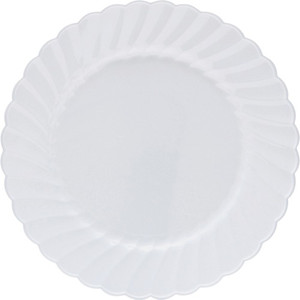 Classicware 9" Round Dinner Plates - Disposable - 9" Diameter - White - Polystyrene, Plastic Body - 12/Pack - 15 / Carton - (WNARSCW91512W) Product Image 