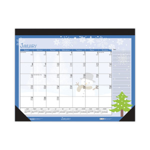 House of Doolittle Recycled Desk Pad Calendar, Illustrated Seasons Artwork, 18.5 x 13, Black Binding/Corners,12-Month (Jan to Dec): 2024 View Product Image