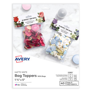 Avery Sure Feed Printable Toppers with Bags, 1.75 x 5, White, 40/Pack Product Image 