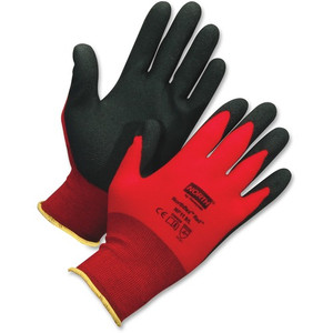 NORTH NorthFlex Red XL Work Gloves - Polyvinyl Chloride (PVC) Coating - 10 Size Number - X-Large Size - Red, Black - Soft, Flexible, Lightweight, Comfortable, Firm Wet Grip, Knit Wrist Product Image 