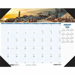 House of Doolittle EarthScapes Coastlines Desk Pad - Julian Dates - Monthly - 1 Year - January 2026 to December 2026 - 1 Month Single Page Layout Product Image 