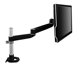 3M Dual-Swivel Monitor Arm, 360 Degree Rotation, +15 Degree/-90 Degree Tilt, 180 Degree Pan, Black/Gray, Supports 30 lbs Product Image 