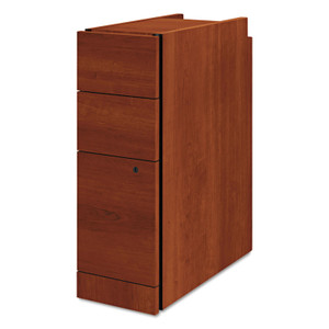 HON Narrow Pedestal, Left or Right, 3-Drawers: Box/Box/File, Legal/Letter, Cognac, 9.5" x 22.75" x 28" Product Image 