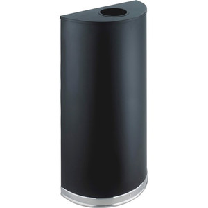 Safco Half Round Receptacle - 12.50 gal Capacity - Half-round - 32.5" Height x 17.5" Width x 9" Depth - Steel, Rubber, Plastic - Black Product Image 