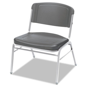 Iceberg Rough n Ready Wide-Format Big and Tall Stack Chair, Supports 500 lb, 18.5" Seat Height, Charcoal Seat/Back, Silver Base, 4/CT (ICE64127) View Product Image