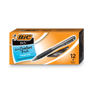 BIC BU3 Ballpoint Pen, Retractable, Bold 1 mm, Black Ink, Smoke/Black Barrel, Dozen Product Image 