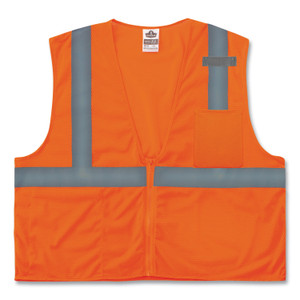 Ergodyne 8210Z Type R Economy Mesh Vest - Recommended for: Utility, Construction, Baggage Handling, Emergency, Warehouse - Extra Small - Zipper Closure - EGO21041 Product Image 