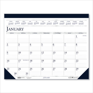 Recycled Two-Color Monthly Desk Pad Calendar, 18.5 x 13, Perforated White/Blue/Gray Sheets, 12-Month (Jan-Dec): 2026 Product Image