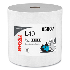 WypAll L40 Towels, Jumbo Roll, 12.5 x 12.2, White, 750/Roll View Product Image
