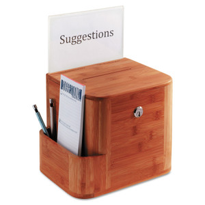 Safco Bamboo Suggestion Boxes, 10 x 8 x 14, Cherry Product Image 