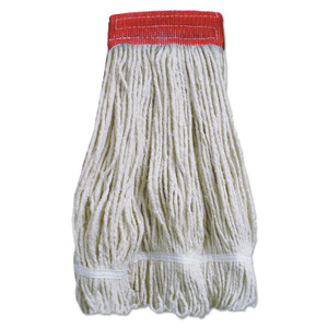 Boardwalk Wideband Looped-End Mop Heads, 20 oz, Natural w/Red Band, 12/Carton Product Image 