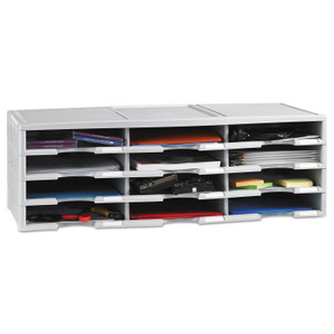 Storex Literature Organizer, 12 Compartments, 10.63 x 13.3 x 31.4, Gray Product Image 