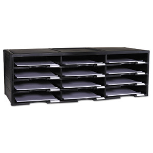 Storex Literature Organizer, 12 Compartments, 10.63 x 13.3 x 31.4, Black Product Image 