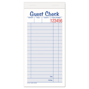 Adams Multi-Part Guest Check Pad, Two-Part Carbonless, 3.38 x 6.38, 50 Forms Total Product Image 