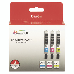 Canon 6449B009 (CLI-251XL) ChromaLife100+ High-Yield Ink, 695 Page-Yield, Cyan/Magenta/Yellow Product Image 