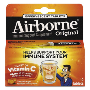 Airborne Immune Support Effervescent Tablet, Zesty Orange, 10/Box, 72 Boxes/Carton Product Image 