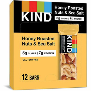 KIND Honey Roasted Nuts & Sea Salt Bars - Trans Fat Free, High-fiber, Low Sodium, Dairy-free, Gluten-free - Honey Roasted Nuts & Sea Salt - 1.41 oz Product Image 