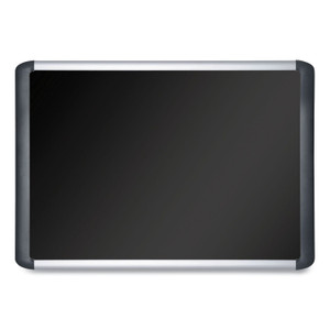 MasterVision Soft-touch Bulletin Board, 96 x 48, Black Fabric Surface, Aluminum/Black Aluminum Frame Product Image 