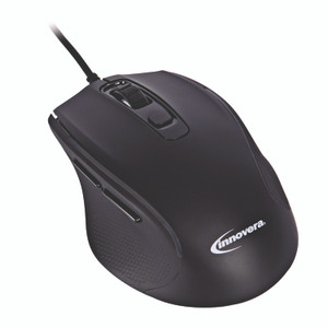 Innovera Full-Size Wired Optical Mouse, USB 2.0, Right Hand Use, Black Product Image 