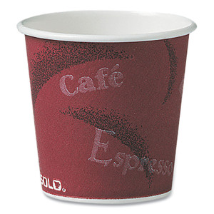 SOLO Single-Sided Poly Paper Hot Cups, 4 oz, Bistro Design, 50/Pack, 20 Packs/Carton Product Image 