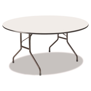 Iceberg OfficeWorks Wood Folding Table, Round, 60" x 29", Gray Top, Charcoal Base Product Image 