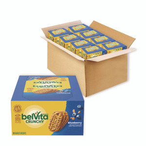 Nabisco belVita Breakfast Biscuits, 1.76 oz Pack, Blueberry, 8 Packs/Box, 8 Boxes/Carton Product Image 