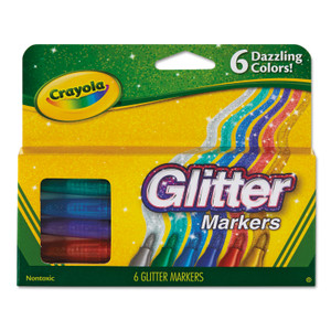 Crayola Glitter Markers, Medium Bullet Tip, Assorted Colors, 6/Set Product Image 