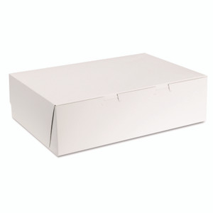SCT White One-Piece Non-Window Bakery Boxes, 1/4-Sheet Cake Box, 14 x 10 x 4, White, Paper, 100/Carton Product Image 