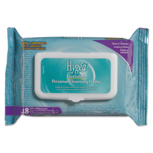 Sani Professional Hygea Flushable Personal Cleansing Cloths, 6.25 x 5.38, Flowering Herbs, White, 48/Pack, 12 Packs/Carton Product Image 