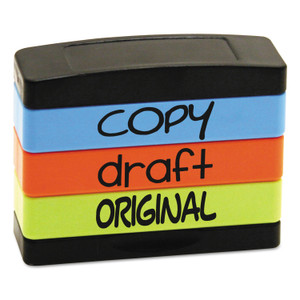 Trodat Interlocking Stack Stamp, COPY, DRAFT, ORIGINAL, 1.81" x 0.63", Assorted Fluorescent Ink Product Image 