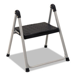 Cosco Folding Step Stool, 1-Step, 200 lb Capacity, 9.9" Working Height, Platinum/Black Product Image 