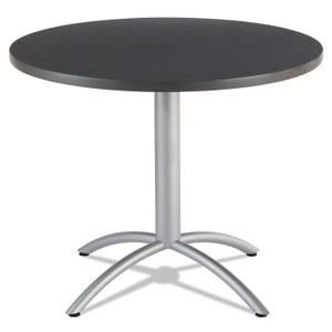 Iceberg CafeWorks Table, Cafe-Height, Round, 36" x 30", Graphite Granite Top, Silver Base (ICE65628) View Product Image
