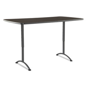 Iceberg ARC Adjustable-Height Table, Rectangular, 36" x 72" x 30" to 42", Walnut Top, Gray Base Product Image 