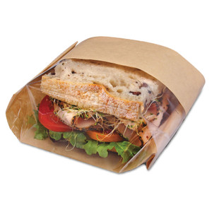 Bagcraft Dubl View Sandwich Bags, 9.5" x 5.75" x 2.75", Natural Brown/Clear, 500/Carton Product Image 