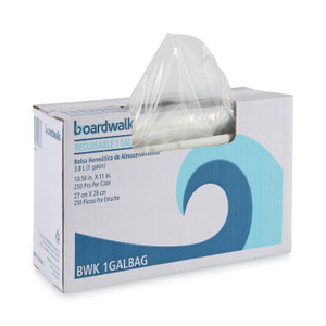 Boardwalk Reclosable Food Storage Bags, Gallon, 10.5" x 11", Clear, 250/Box Product Image 