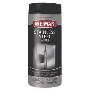 WEIMAN Stainless Steel Wipes, 1-Ply, 7 x 8, White, 30/Canister Product Image 