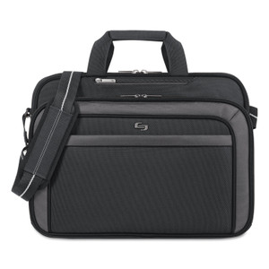 Solo Pro CheckFast Briefcase, Fits Devices Up to 17.3", Polyester, 17 x 5.5 x 13.75, Black Product Image 